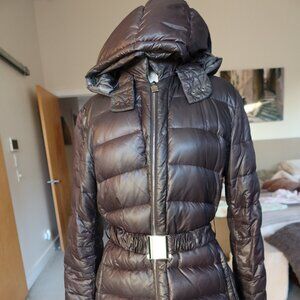 $695 Cinzia Rocca puffer coat black removable hood sz US 6 IT 42 made in Italy